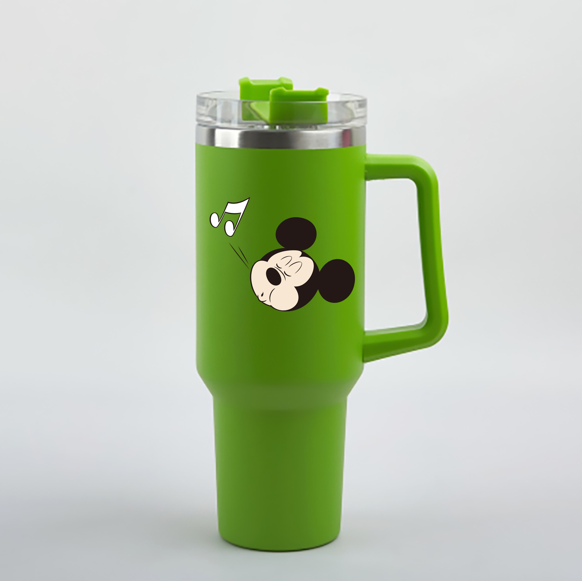 （画像用） ミッキーマウス Mickey Mouse 1200mL車用タンブラー - クリスタルステッカー（プラスチックストロー付き）